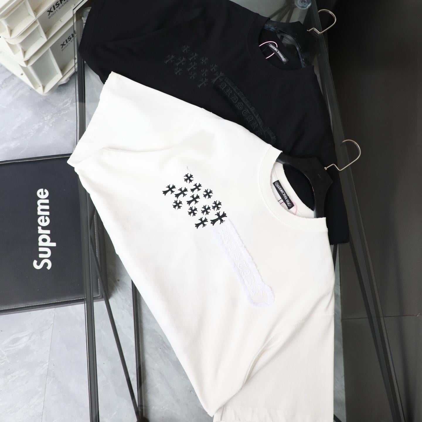 Chrome Hearts Star Cross Patch Embroidered Vintage Short Sleeve T-Shirt