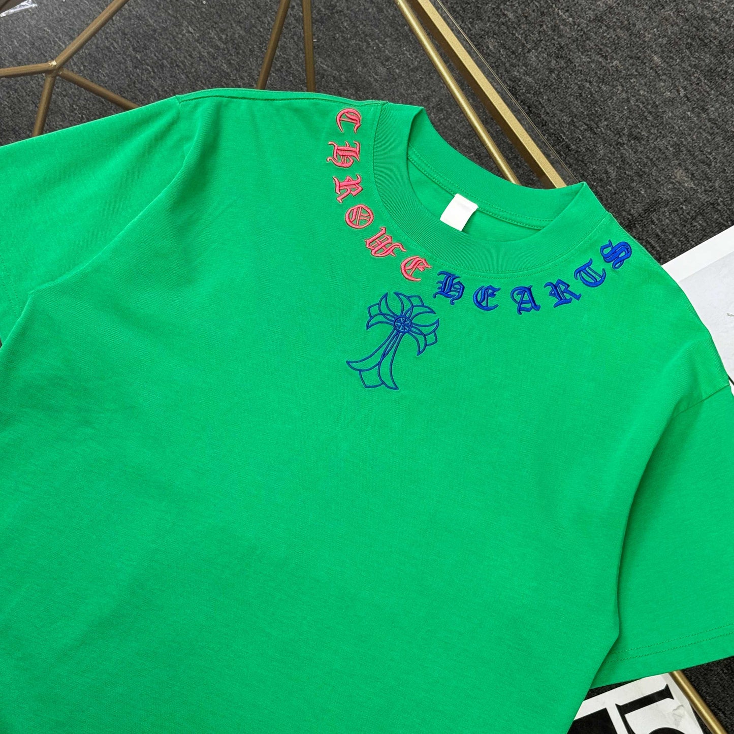 Chrome Hearts Heavy Embroidered Cross Crew Neck Short Sleeve T-Shirt