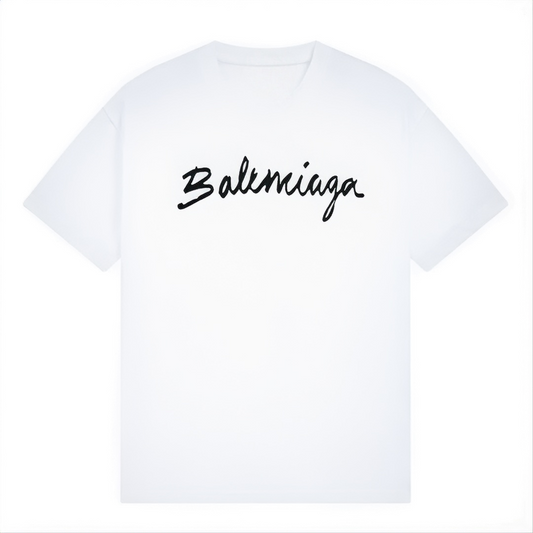 New Black Handwritten Letter Logo Graphic T-Shirt, Crew Neck Short Sleeve Casual Tee