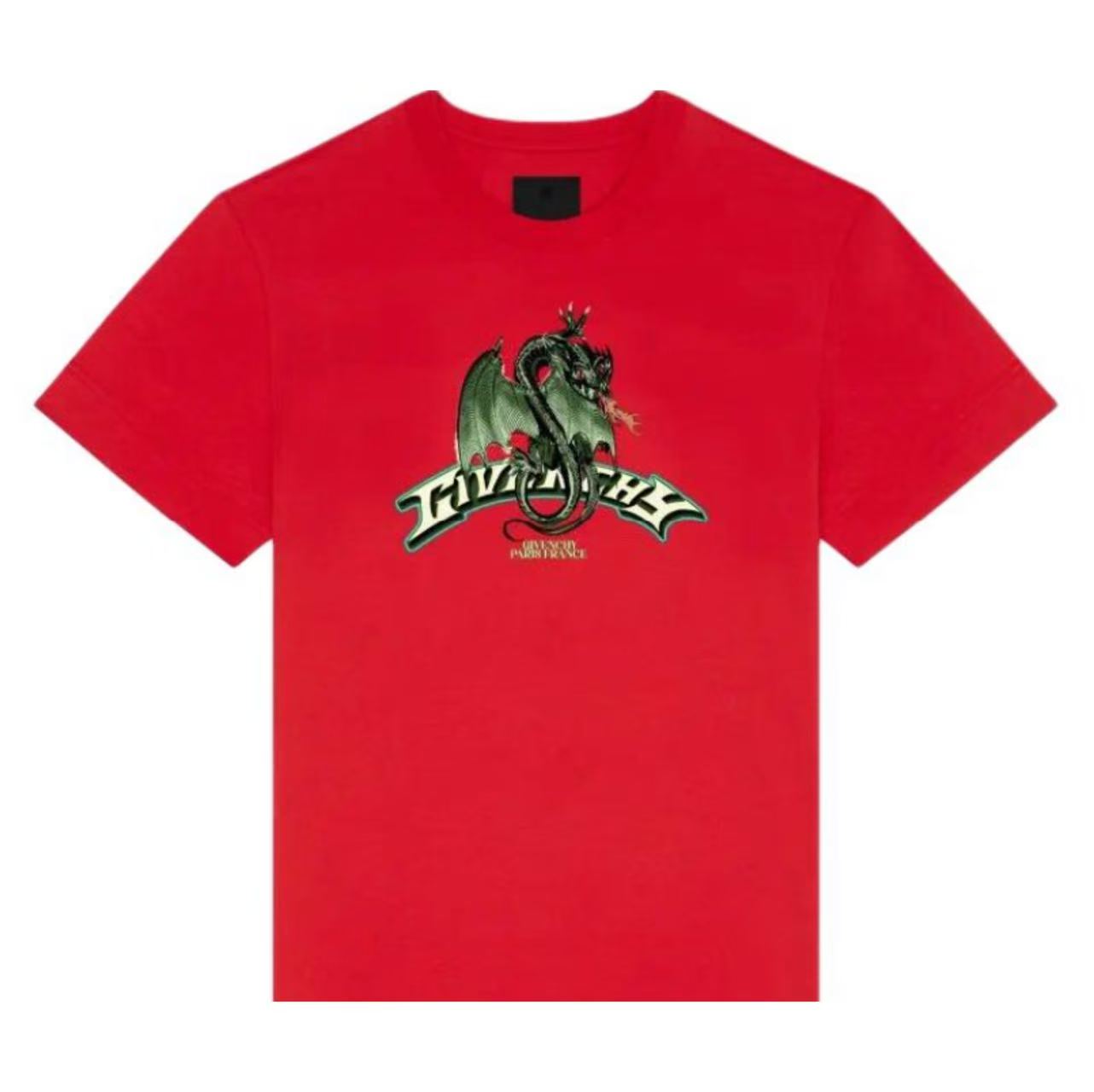 New Crew Neck T Shirt with Logo Lettering and Dragon Graphic Print