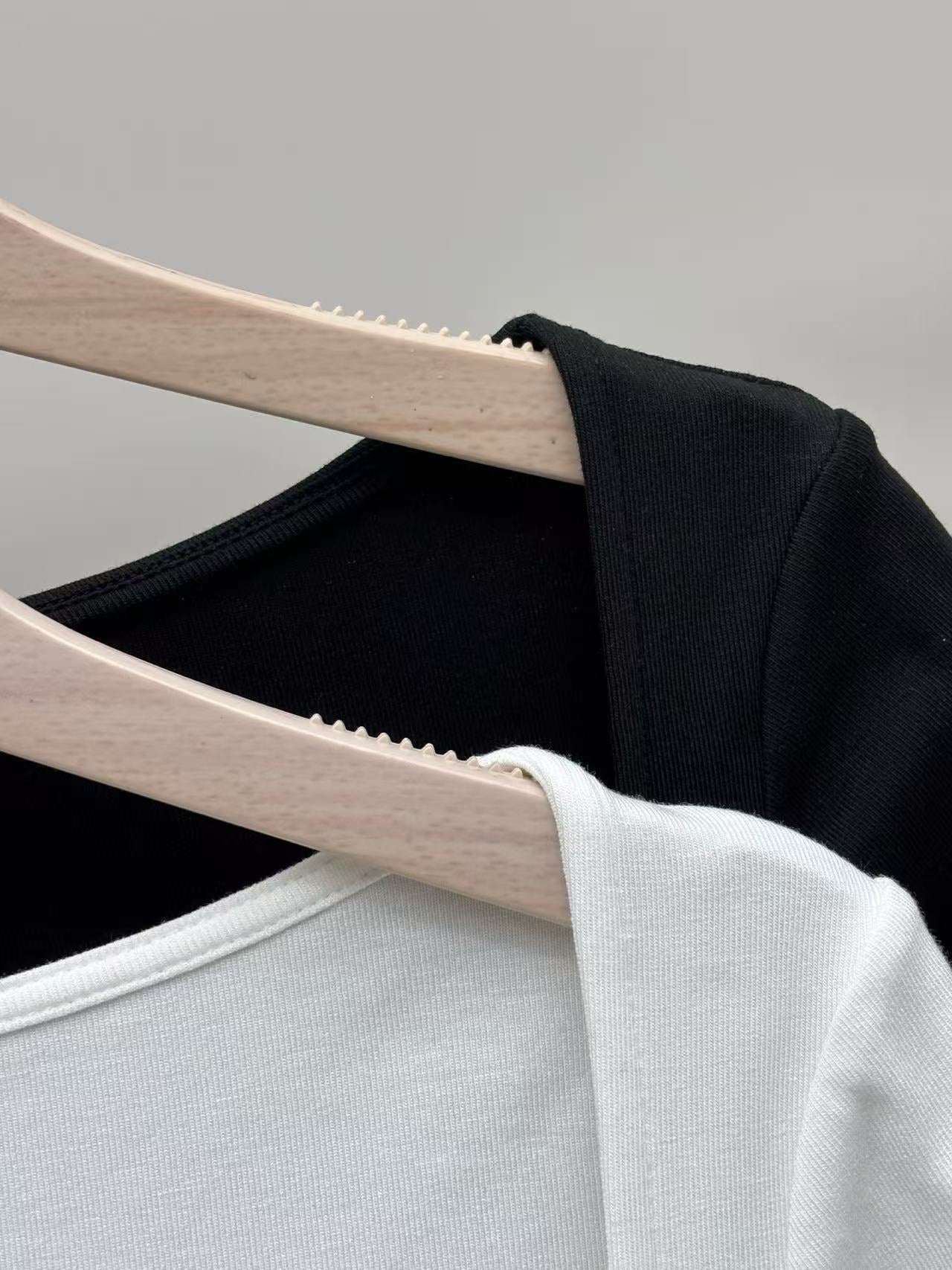 2-pack 2026 New Square Neck Ruched Short Sleeve Top