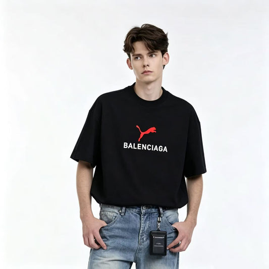 NEW Collab Letter Print Graphic Tee, Short Sleeve Casual T-Shirt
