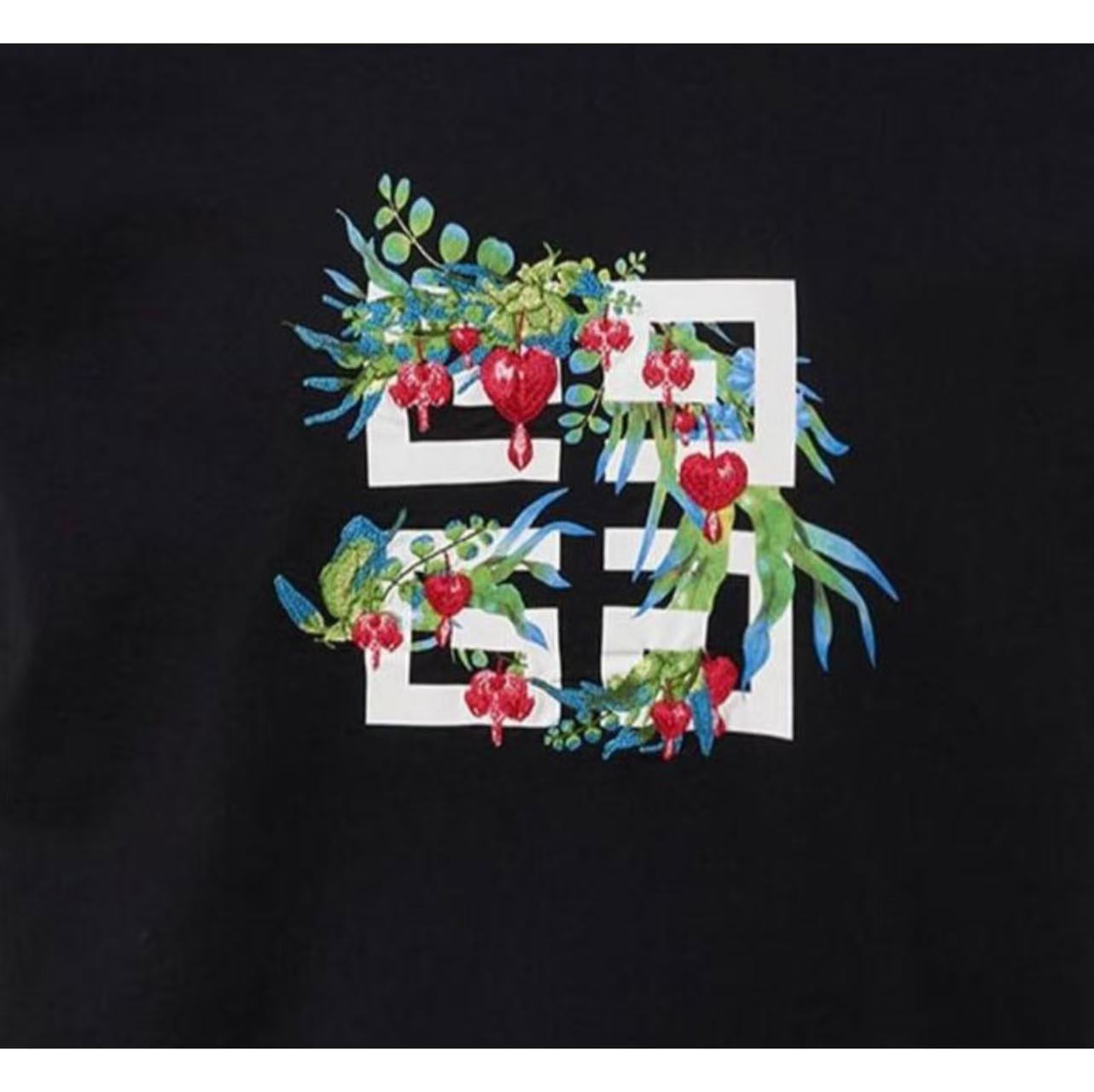 New Neck Pure Cotton T Shirt with Logo Botanical Graphic Print Design