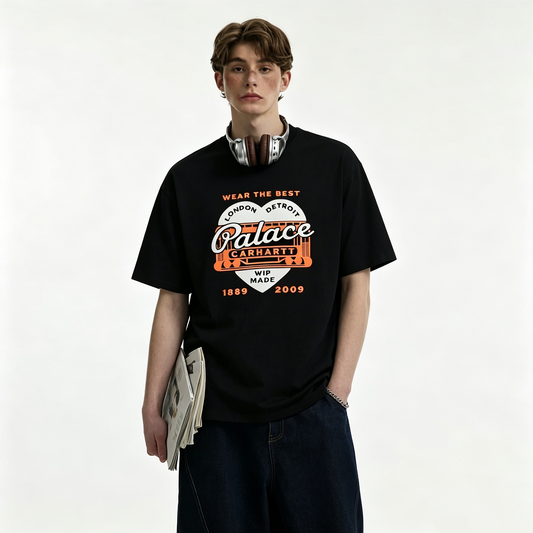 New Crew Neck Pure Cotton T Shirt with Heart-Shaped Letter Graphic Print Design