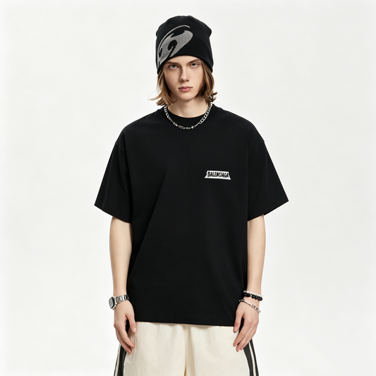 New Black Vintage Logo Graphic T-Shirt, Jersey Knit Short Sleeve Casual Tee