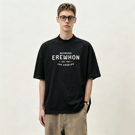 New Unisex Logo Letter Graphic T-Shirt, Crew Neck Short Sleeve Streetwear Tee