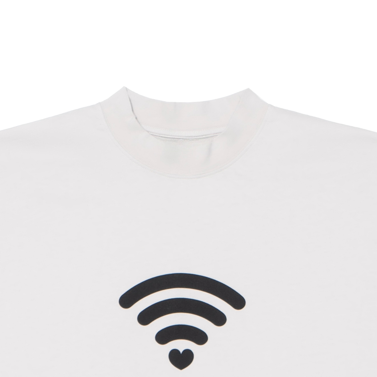 Black Heart WiFi Letter Logo Graphic T-Shirt, Crew Neck Short Sleeve Casual Tee