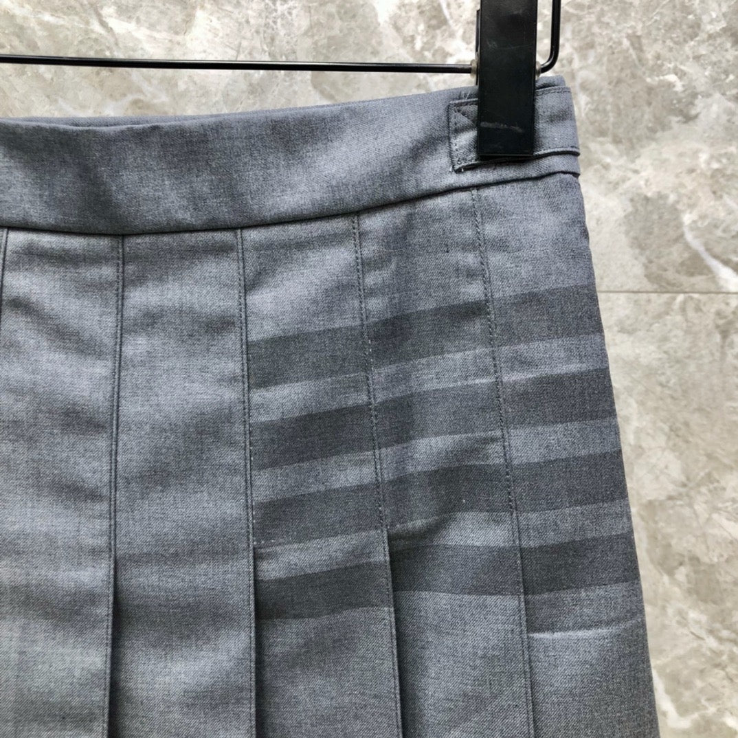 Women's Preppy Four Stripe Pleated Maxi Skirt