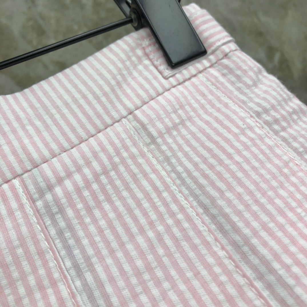 Women's High Waist Striped Seersucker Mini Skirt