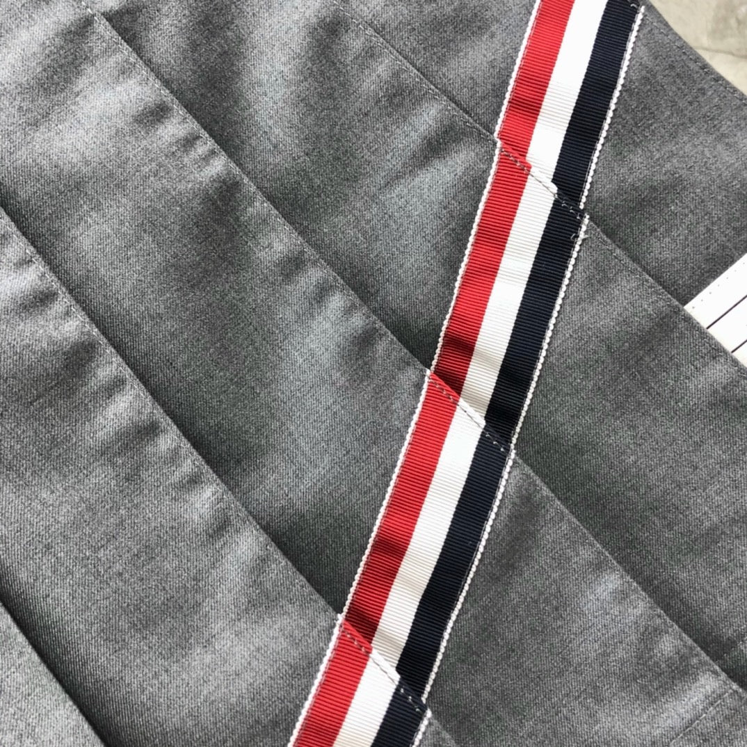 Women's High Waist Contrast Webbing Mini Skirt Preppy Style