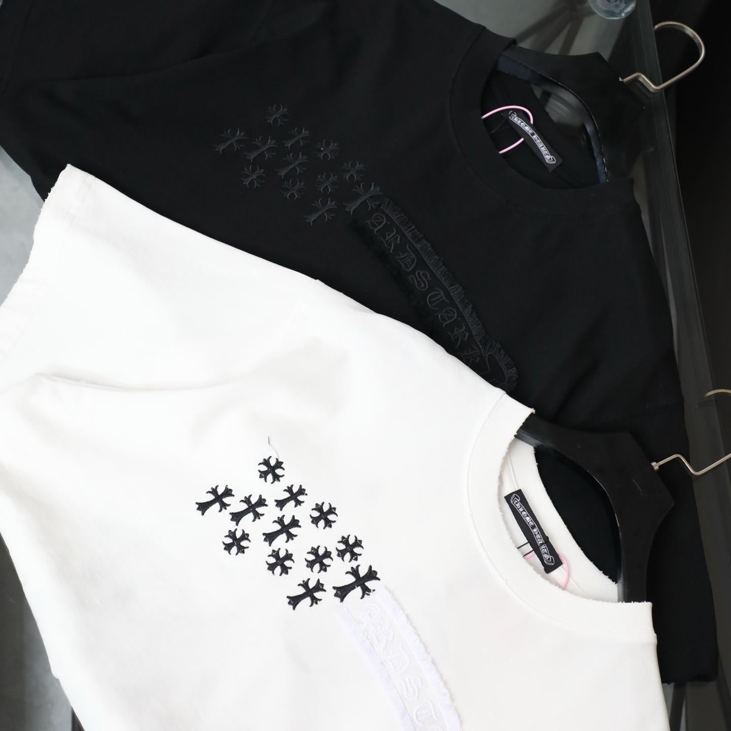 Chrome Hearts Star Cross Patch Embroidered Vintage Short Sleeve T-Shirt