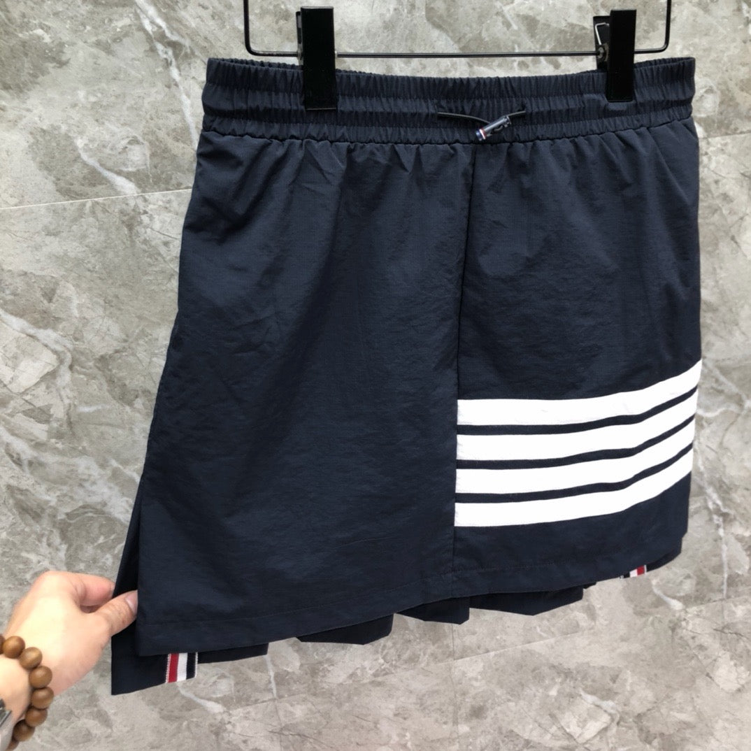 Women's Elastic Waist Four Stripe Mini Skirt