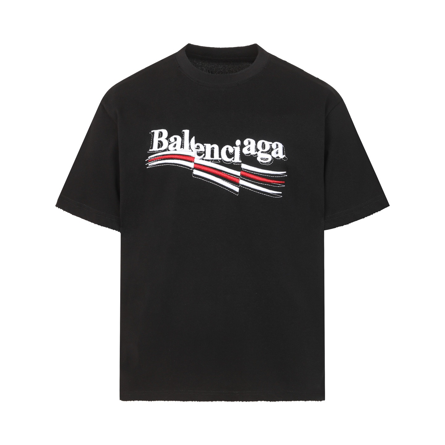 New Unisex Black Multi-Line Broken Letter Graphic T-Shirt, Crew Neck Short Sleeve Regular Fit Pullover Tee