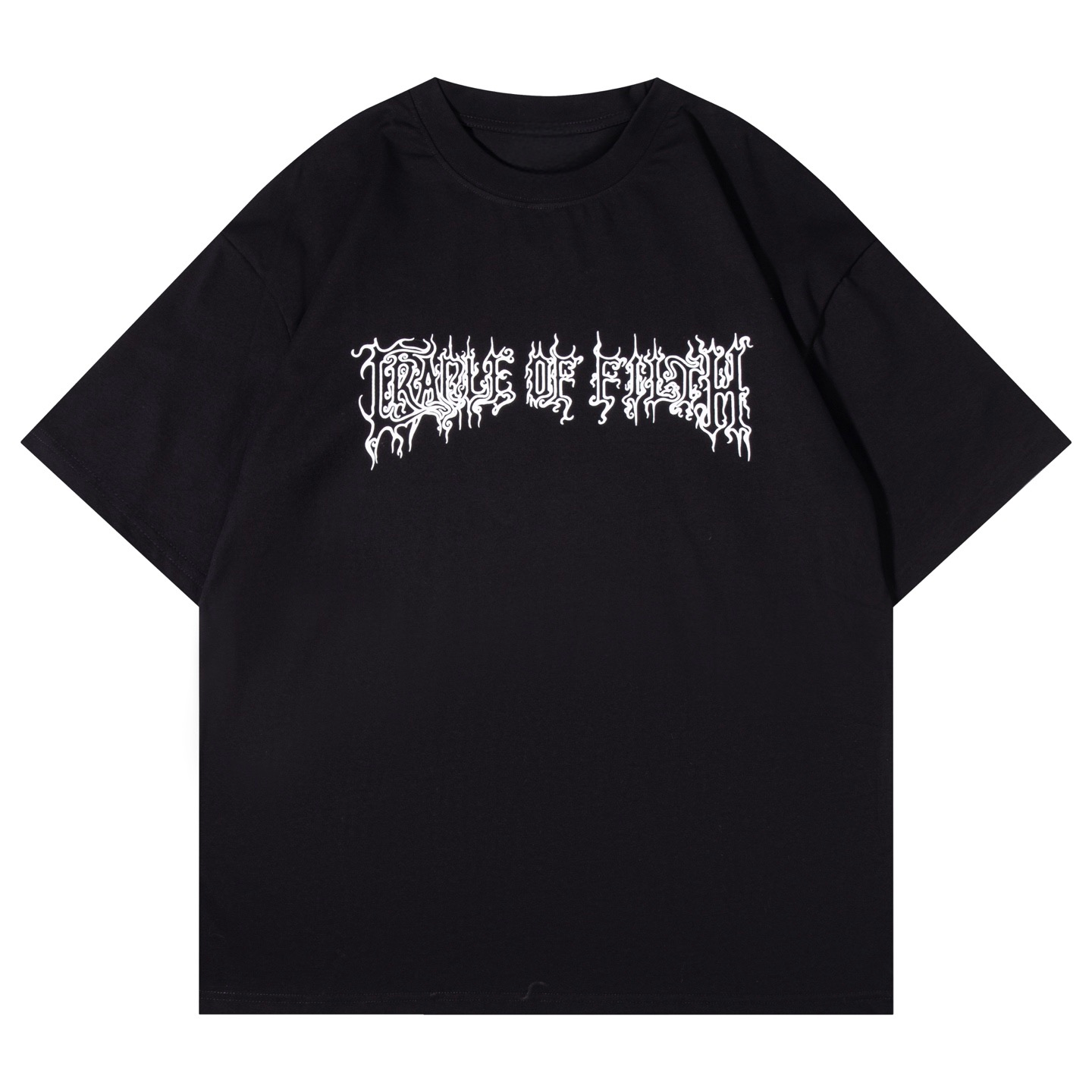 Unisex Black Washed Faded Letter Graphic T-Shirt, Short Sleeve Casual Tee