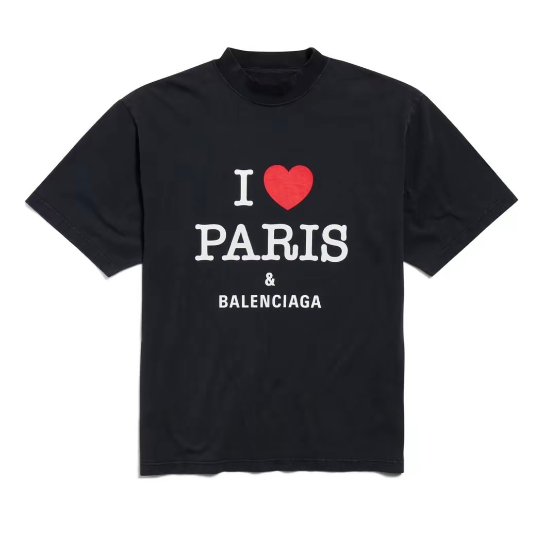 New Unisex Black Letter Heart Graphic T-Shirt, Crew Neck Short Sleeve Casual Tee