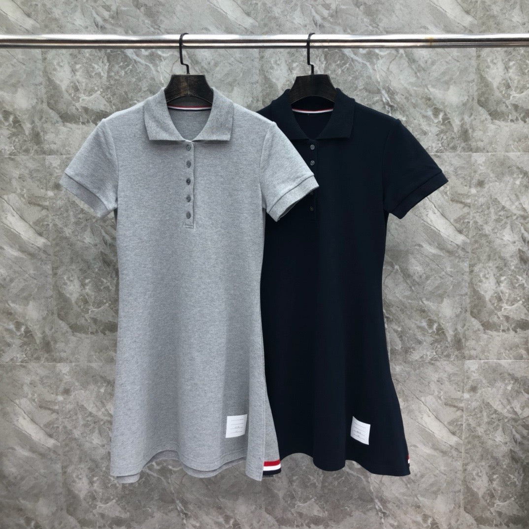 Women's Piqué Cotton Polo Dress with Contrast Webbing Detail