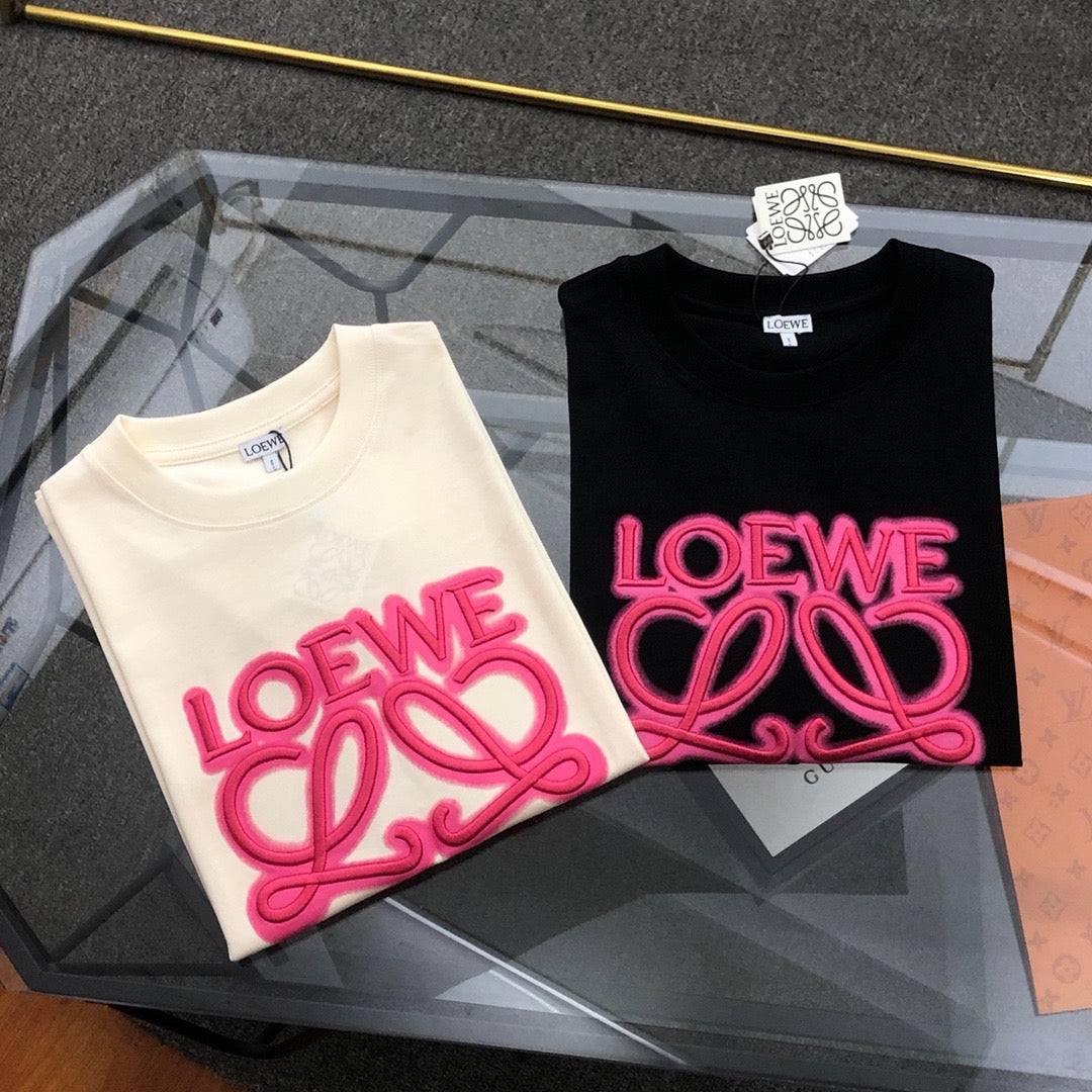 Spring Summer Embroidered Logo Crew Neck T-Shirt