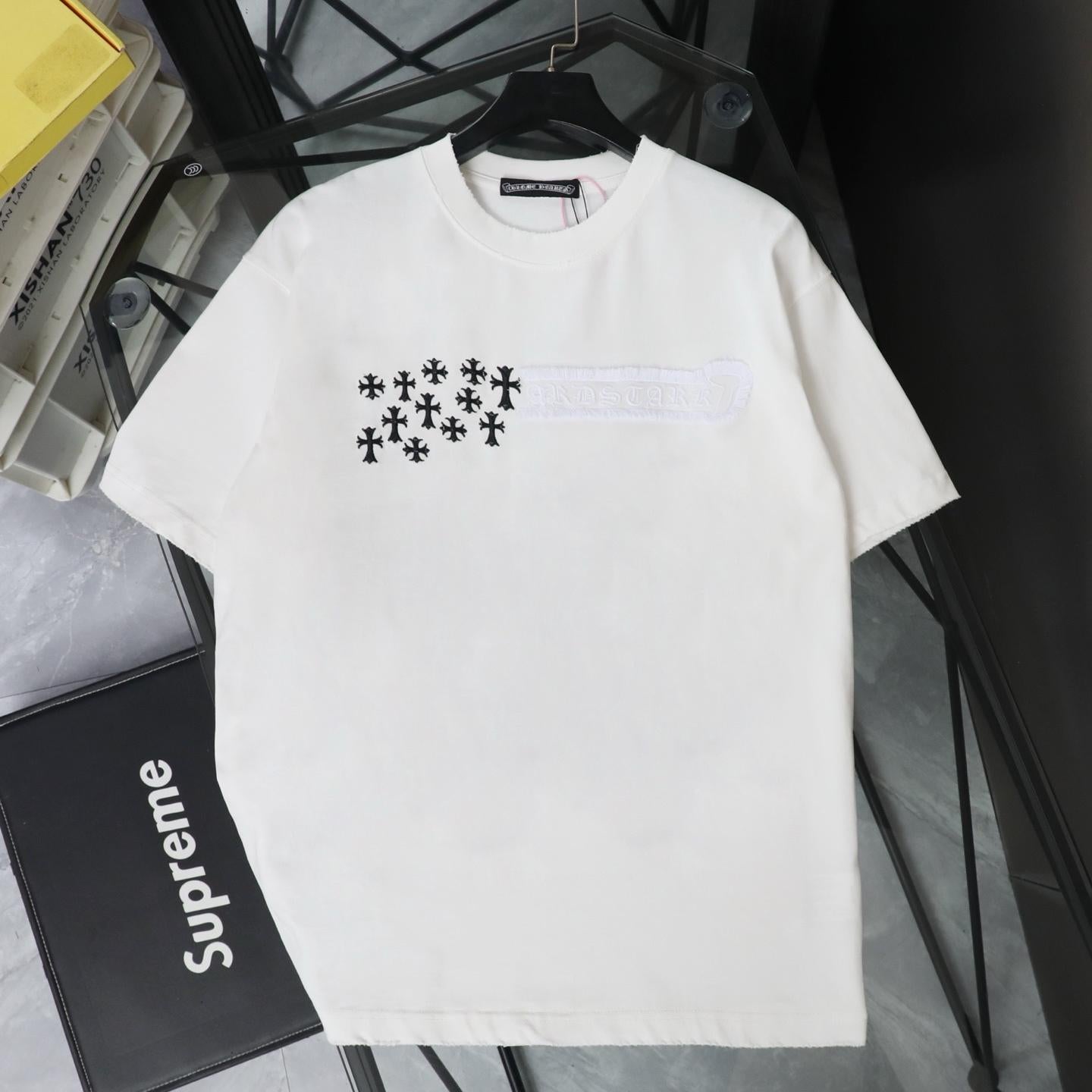 Chrome Hearts Star Cross Patch Embroidered Vintage Short Sleeve T-Shirt