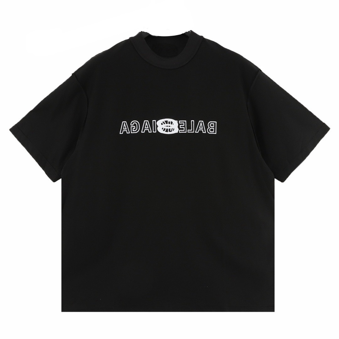 New Unisex Mirror Flip Graphic T-Shirt, Short Sleeve Streetwear Tee