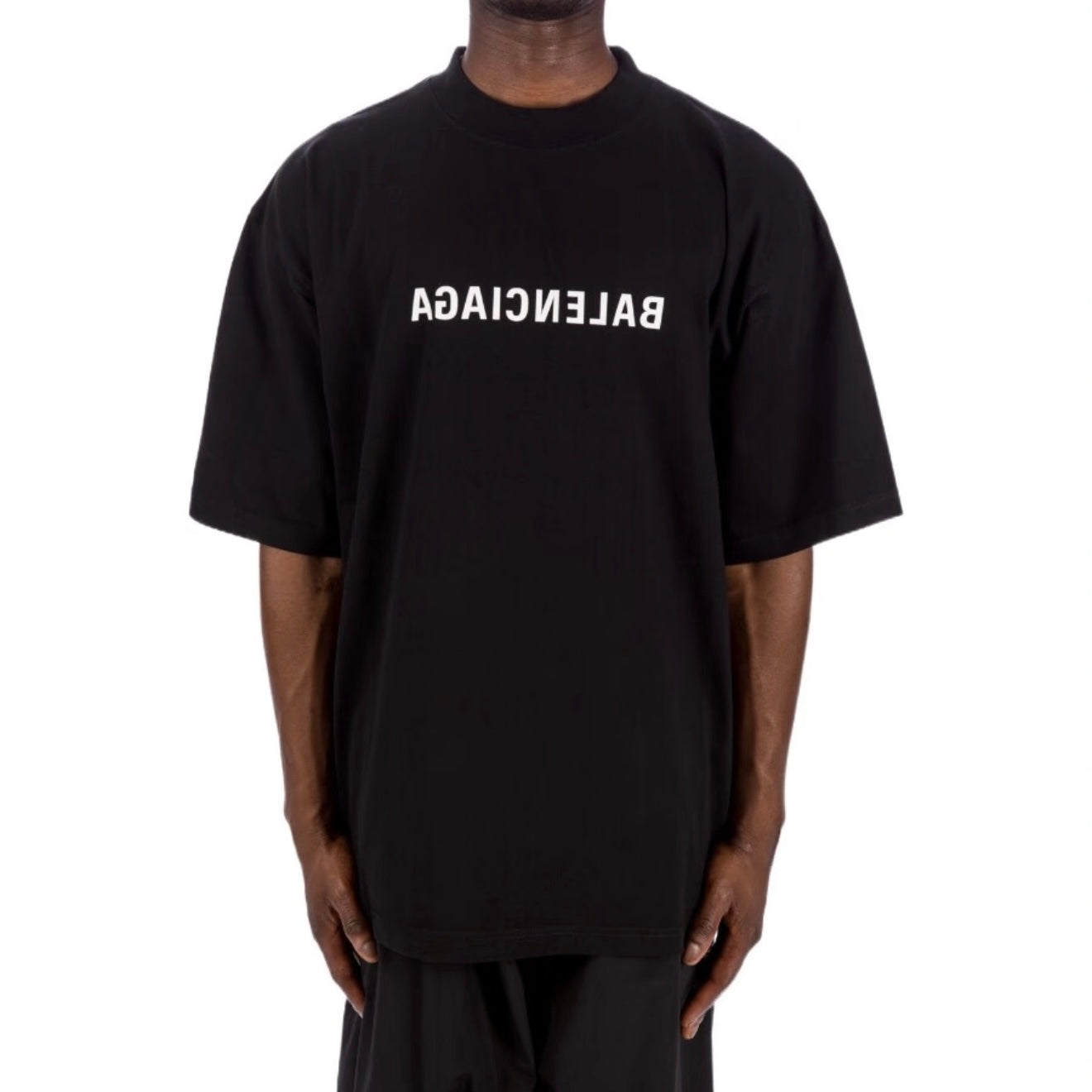 Black Mirror Letter Graphic T-Shirt, Crew Neck Short Sleeve Casual Tee