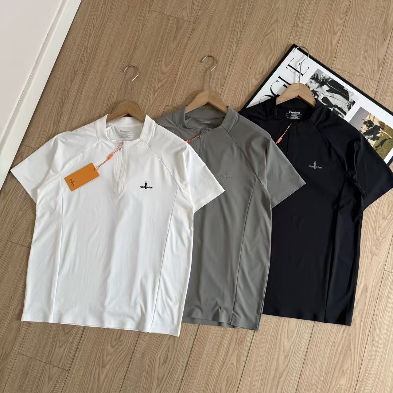Men's Premium Zip Polo Shirt – Business Casual Short Sleeve Summer Tee
