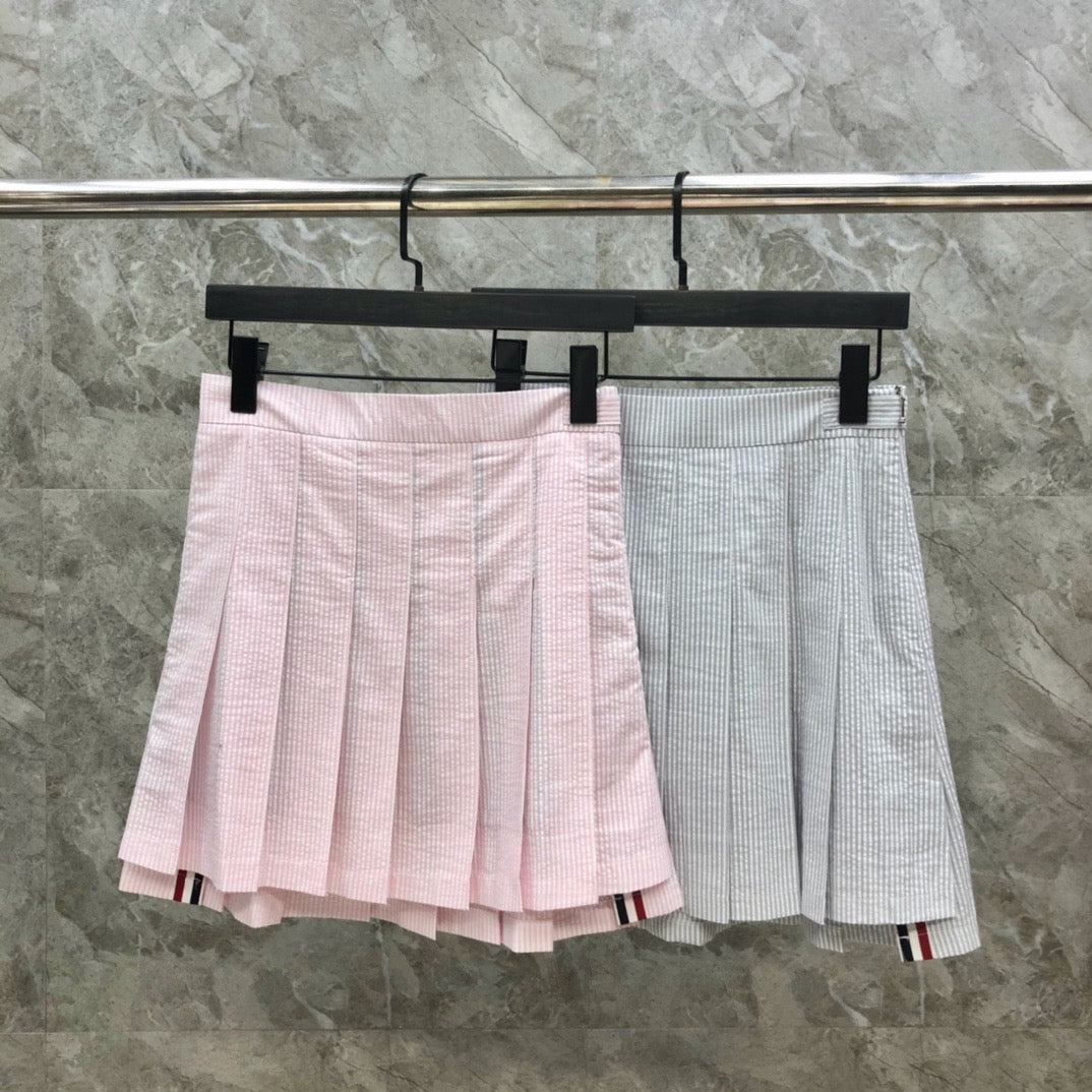 Women's High Waist Striped Seersucker Mini Skirt