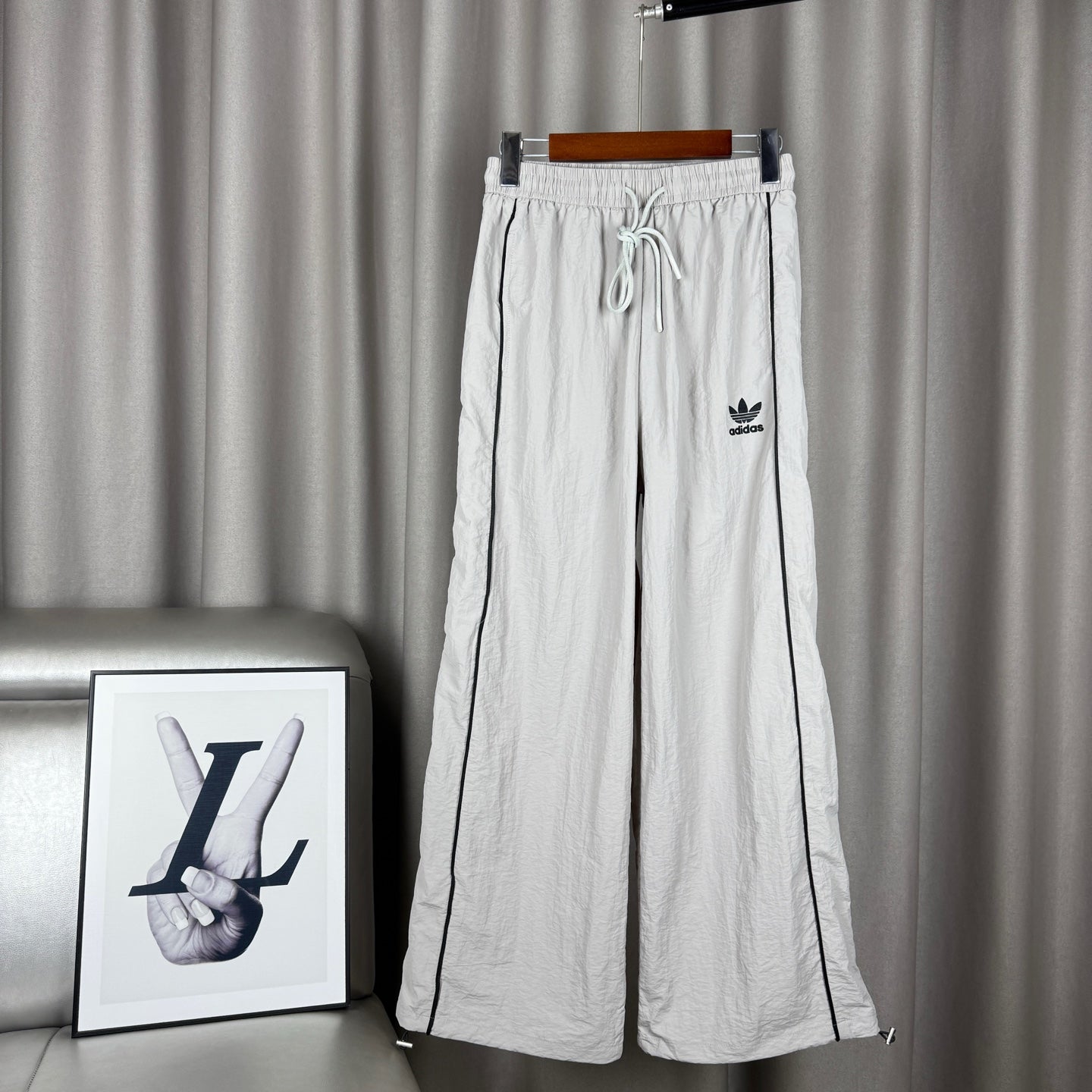 Light Gray Embroidered Logo Sweatpants Pants