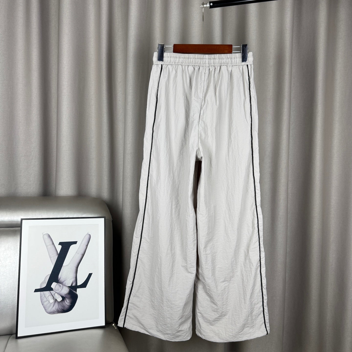 Light Gray Embroidered Logo Sweatpants Pants