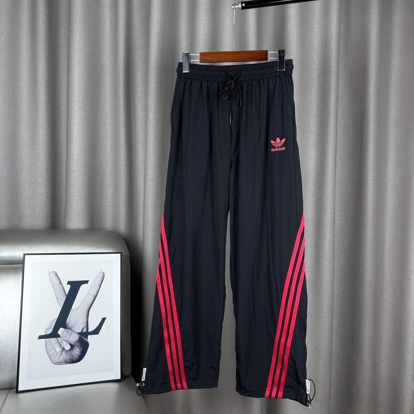 Red Striped Embroidered Logo Sweatpants Pants
