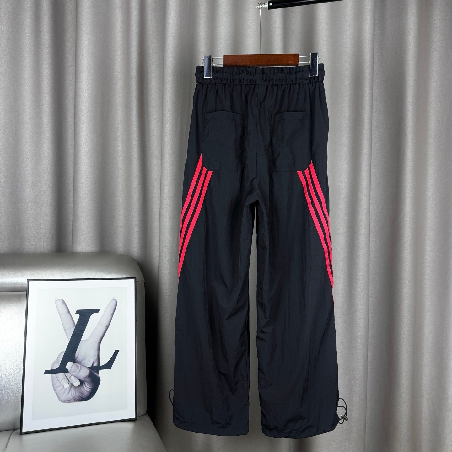 Red Striped Embroidered Logo Sweatpants Pants