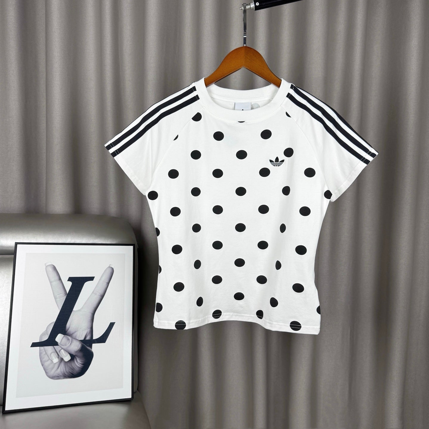 Polka Dot Color-Block Cropped Waist T-Shirt