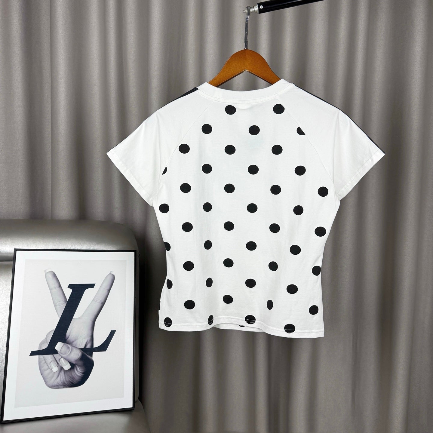 Polka Dot Color-Block Cropped Waist T-Shirt