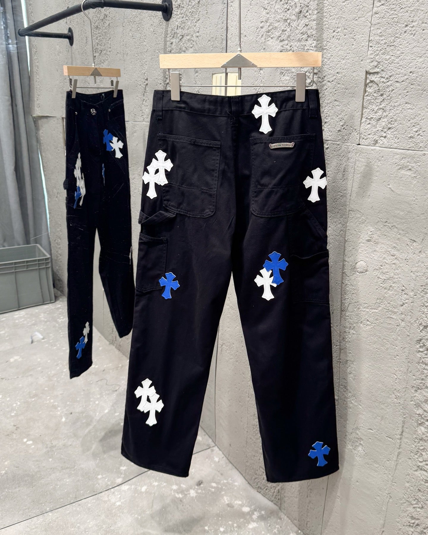 Chrome Hearts Blue Cross Patch Couple Washed Denim Jeans