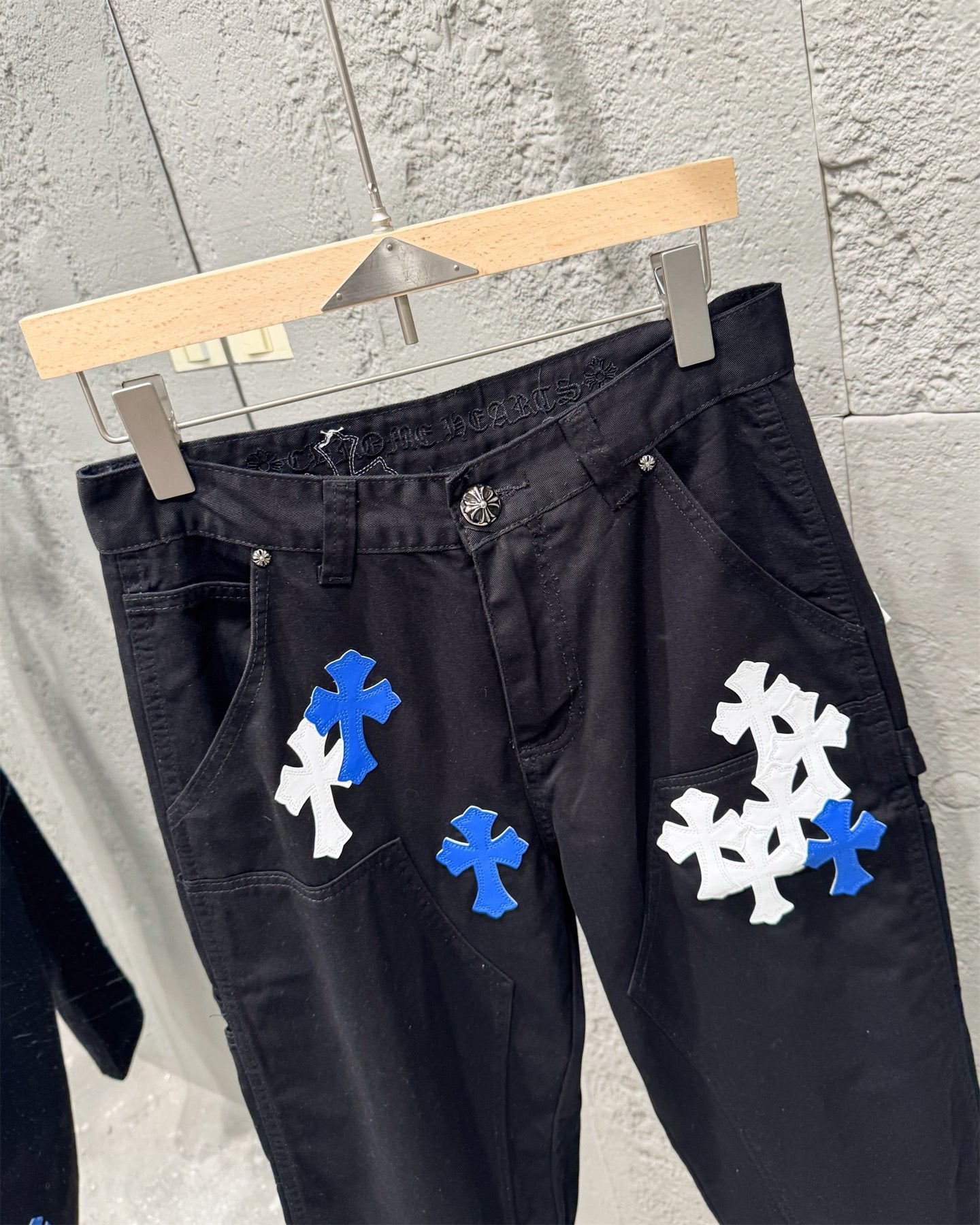 Chrome Hearts Blue Cross Patch Couple Washed Denim Jeans