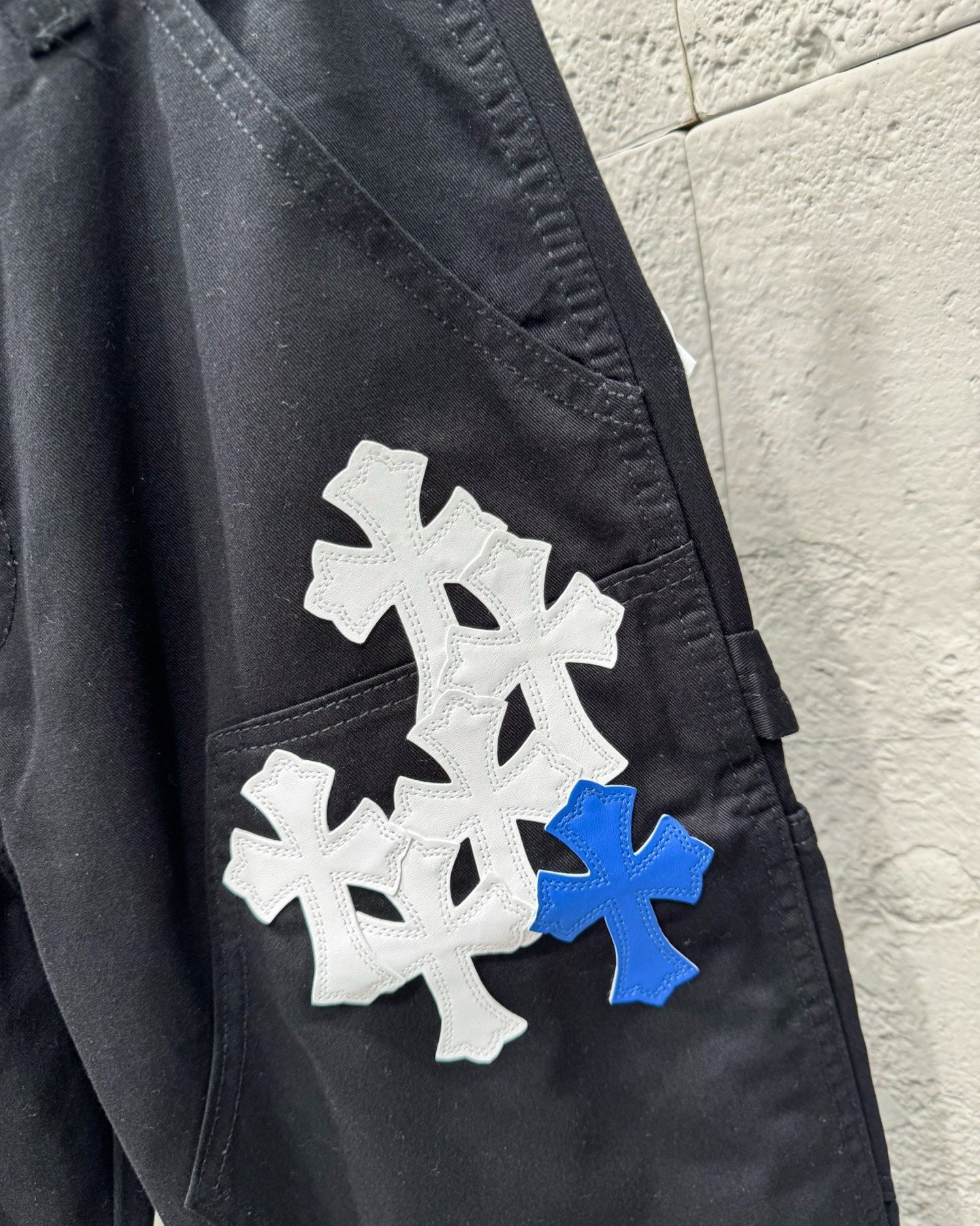 Chrome Hearts Blue Cross Patch Couple Washed Denim Jeans