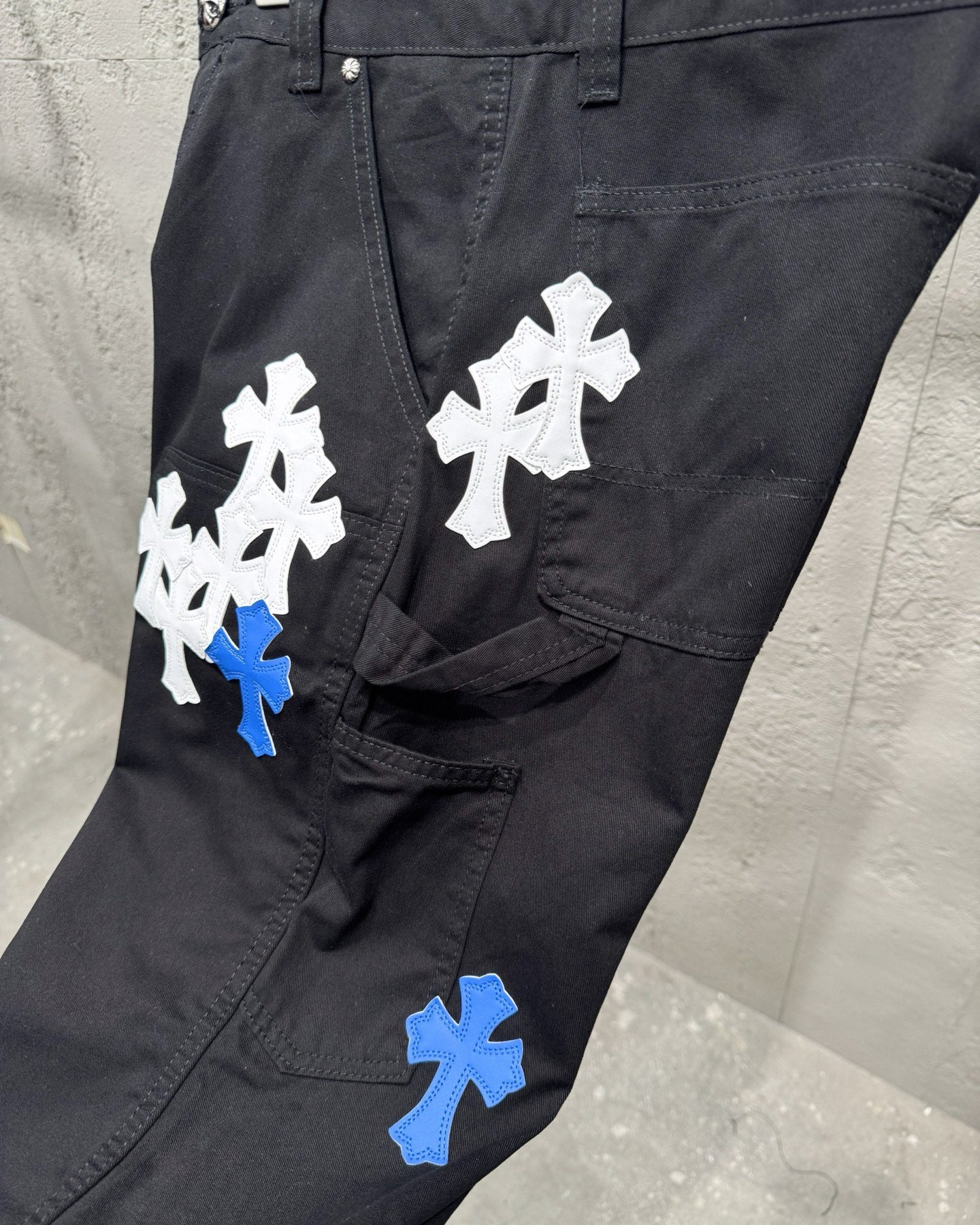 Chrome Hearts Blue Cross Patch Couple Washed Denim Jeans
