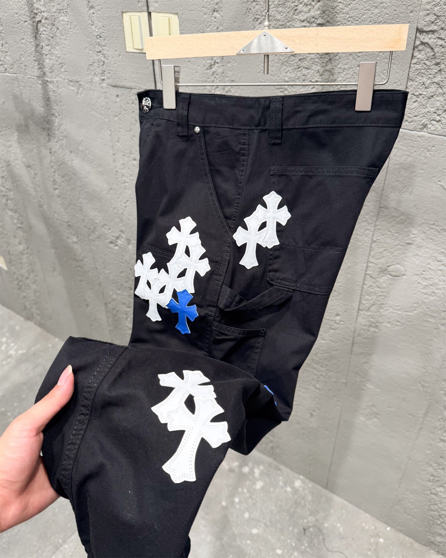 Chrome Hearts Blue Cross Patch Couple Washed Denim Jeans
