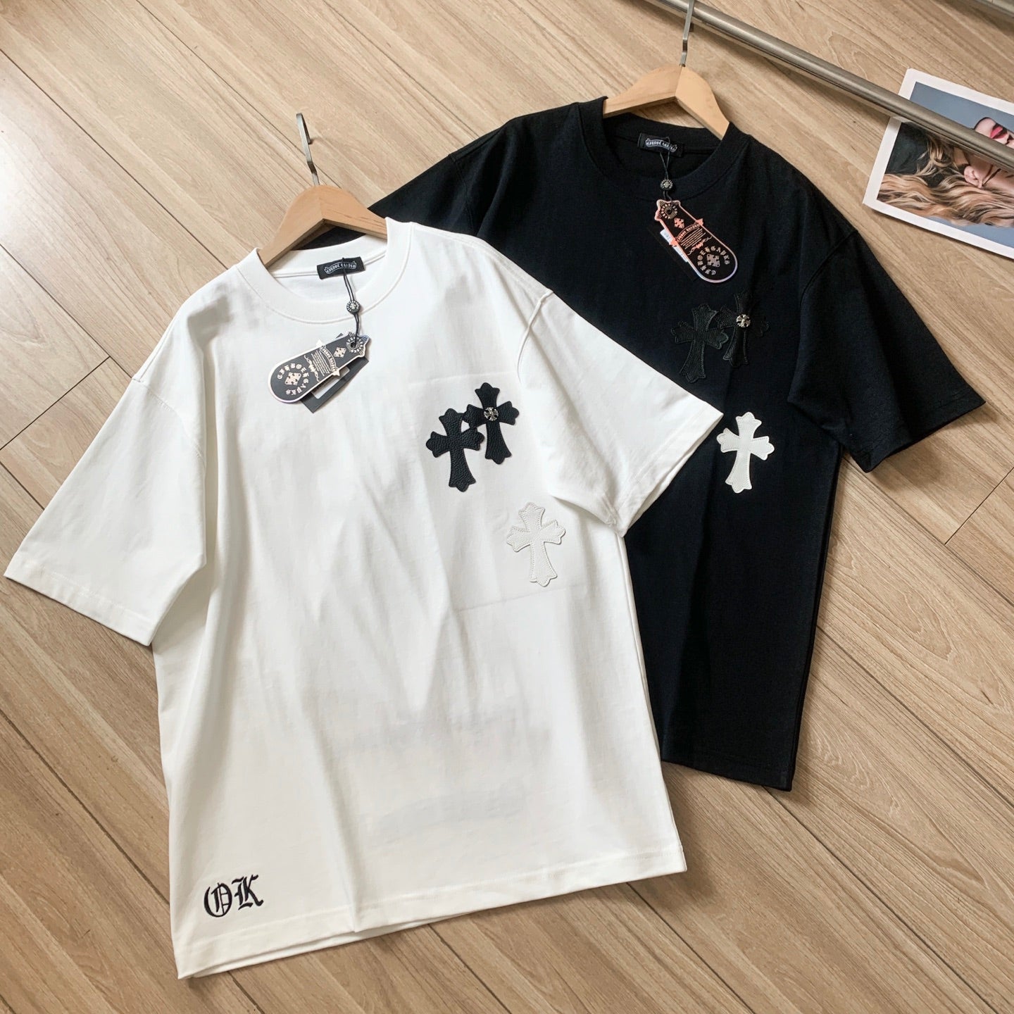 Chrome Hearts Washed Custom-Woven Cotton Couple Short Sleeve T-Shirt