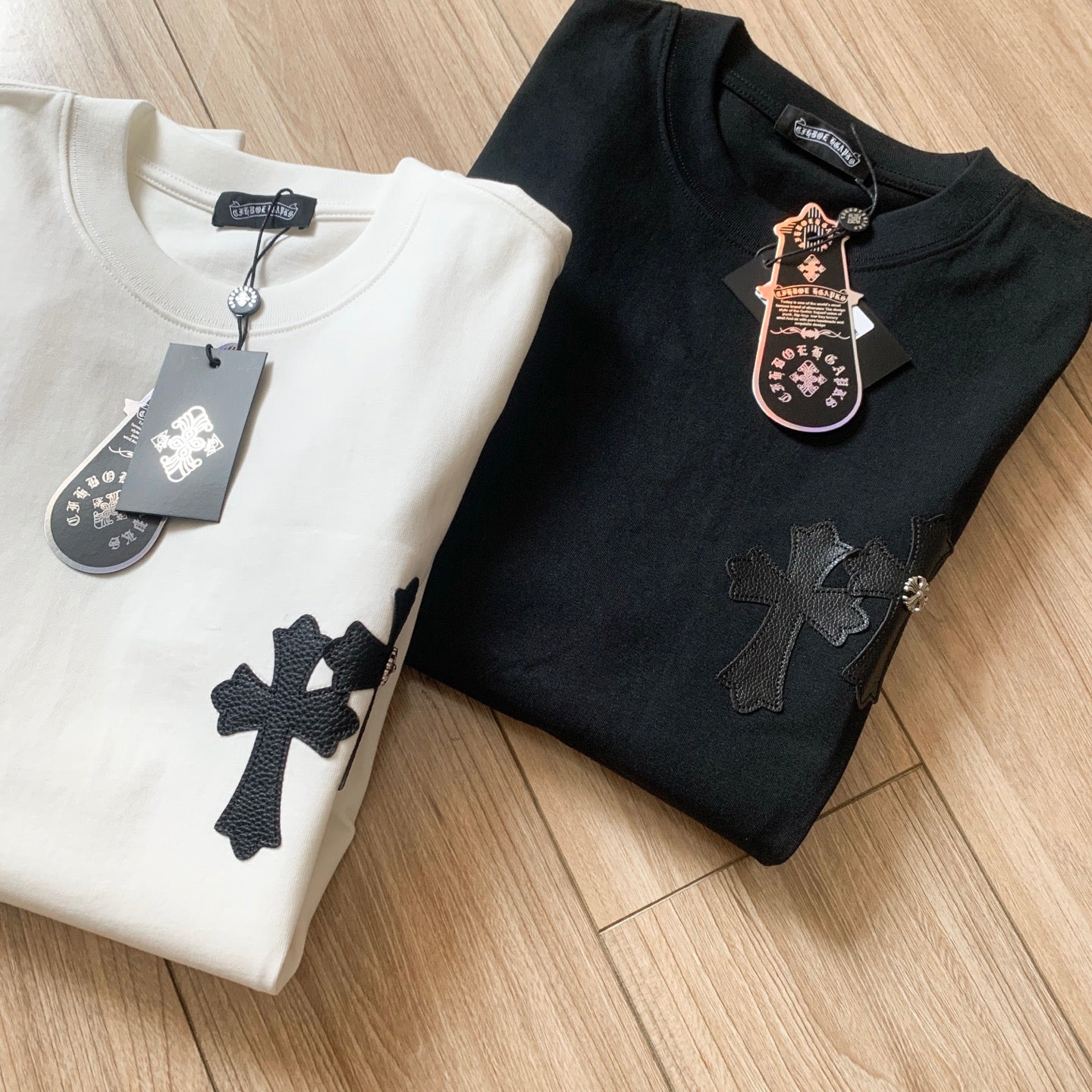 Chrome Hearts Washed Custom-Woven Cotton Couple Short Sleeve T-Shirt