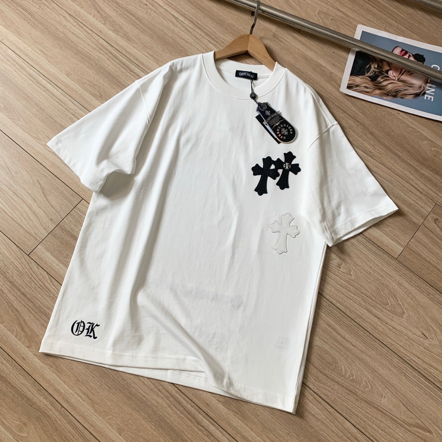 Chrome Hearts Washed Custom-Woven Cotton Couple Short Sleeve T-Shirt