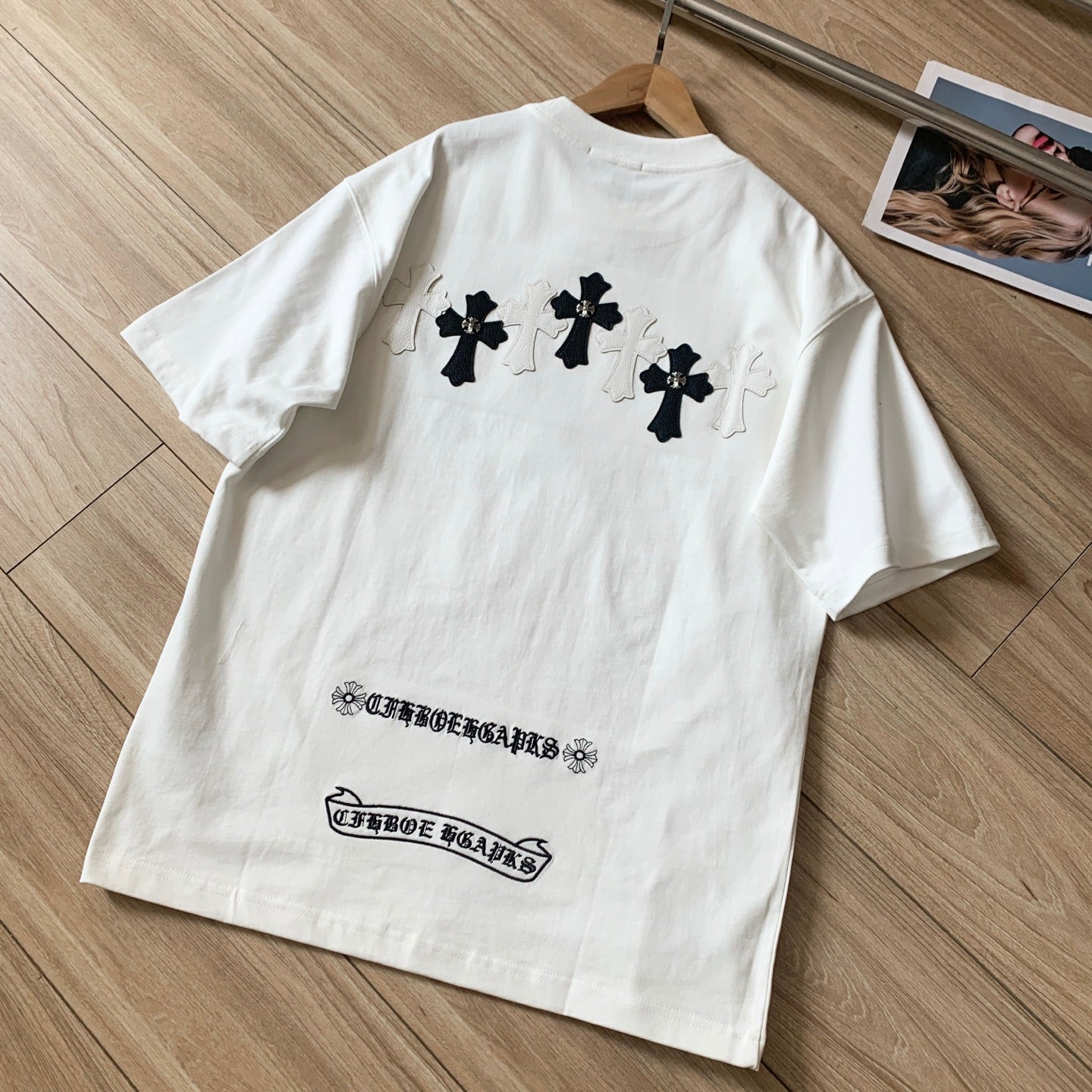 Chrome Hearts Washed Custom-Woven Cotton Couple Short Sleeve T-Shirt