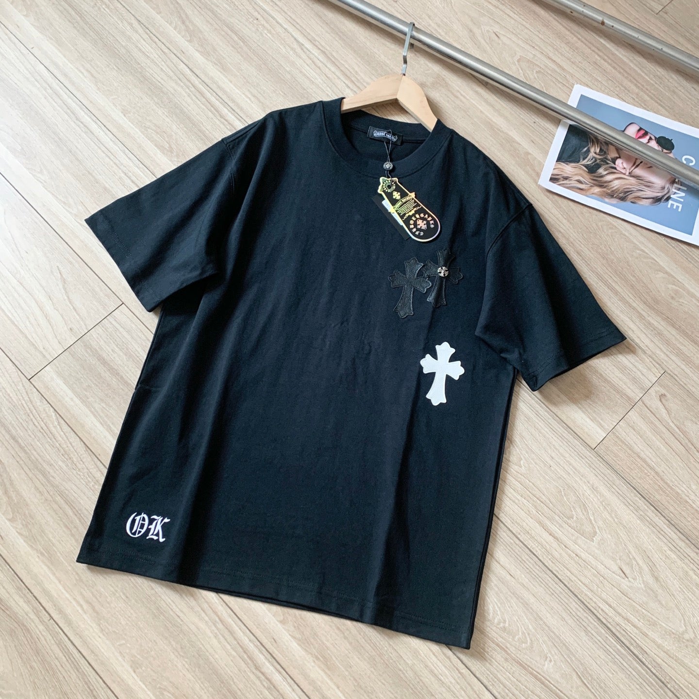 Chrome Hearts Washed Custom-Woven Cotton Couple Short Sleeve T-Shirt