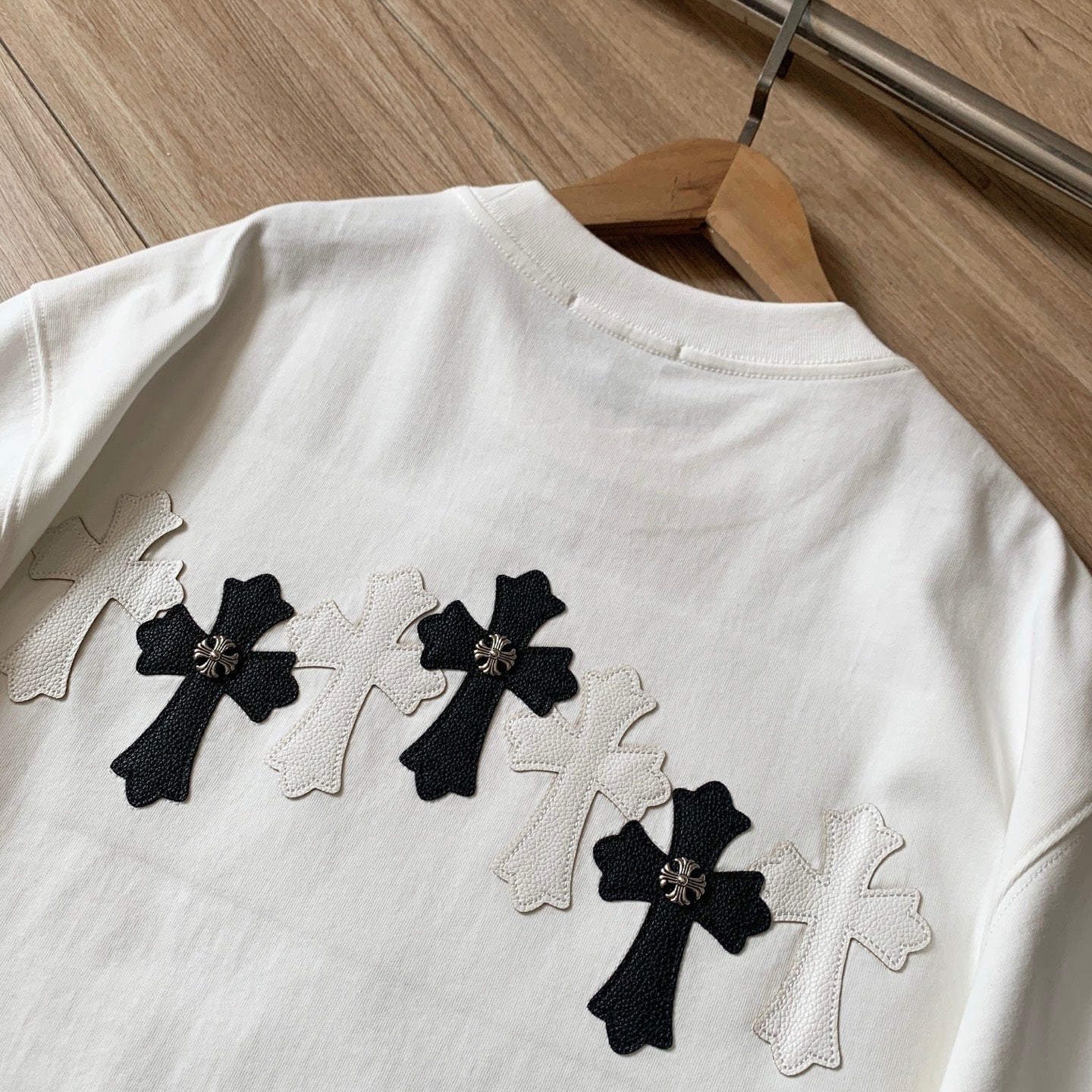 Chrome Hearts Washed Custom-Woven Cotton Couple Short Sleeve T-Shirt