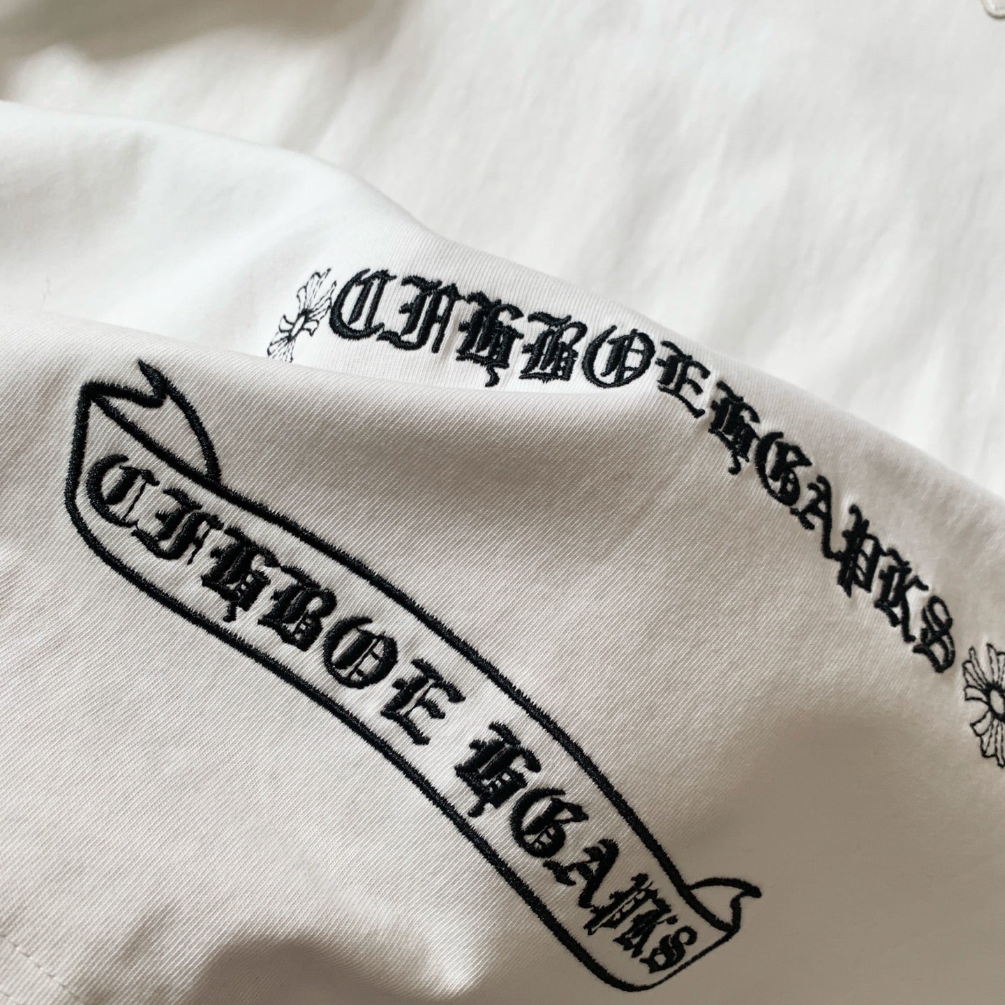 Chrome Hearts Washed Custom-Woven Cotton Couple Short Sleeve T-Shirt