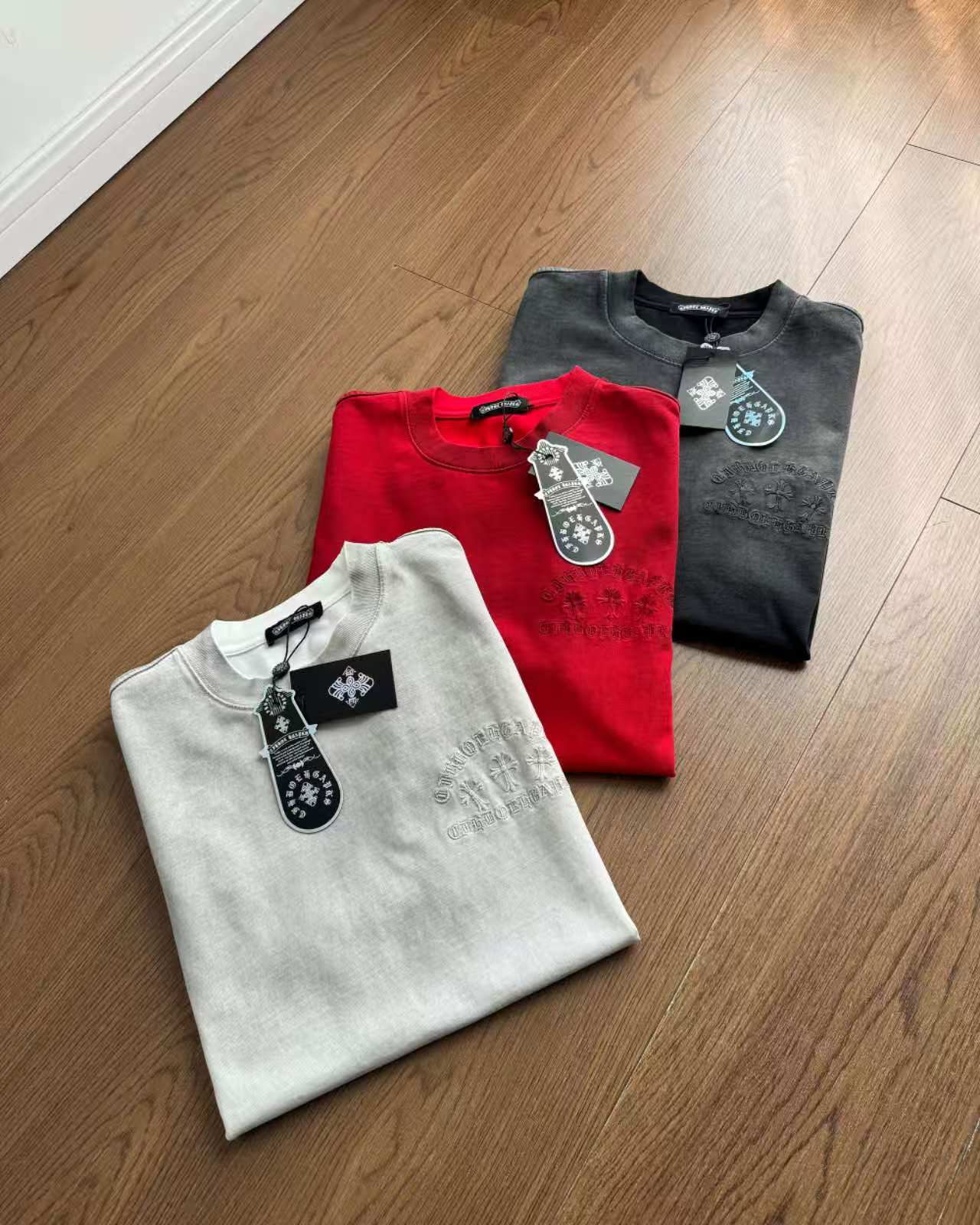 Chrome Hearts Washed Appliqué Burnout Couple Short Sleeve T-Shirt