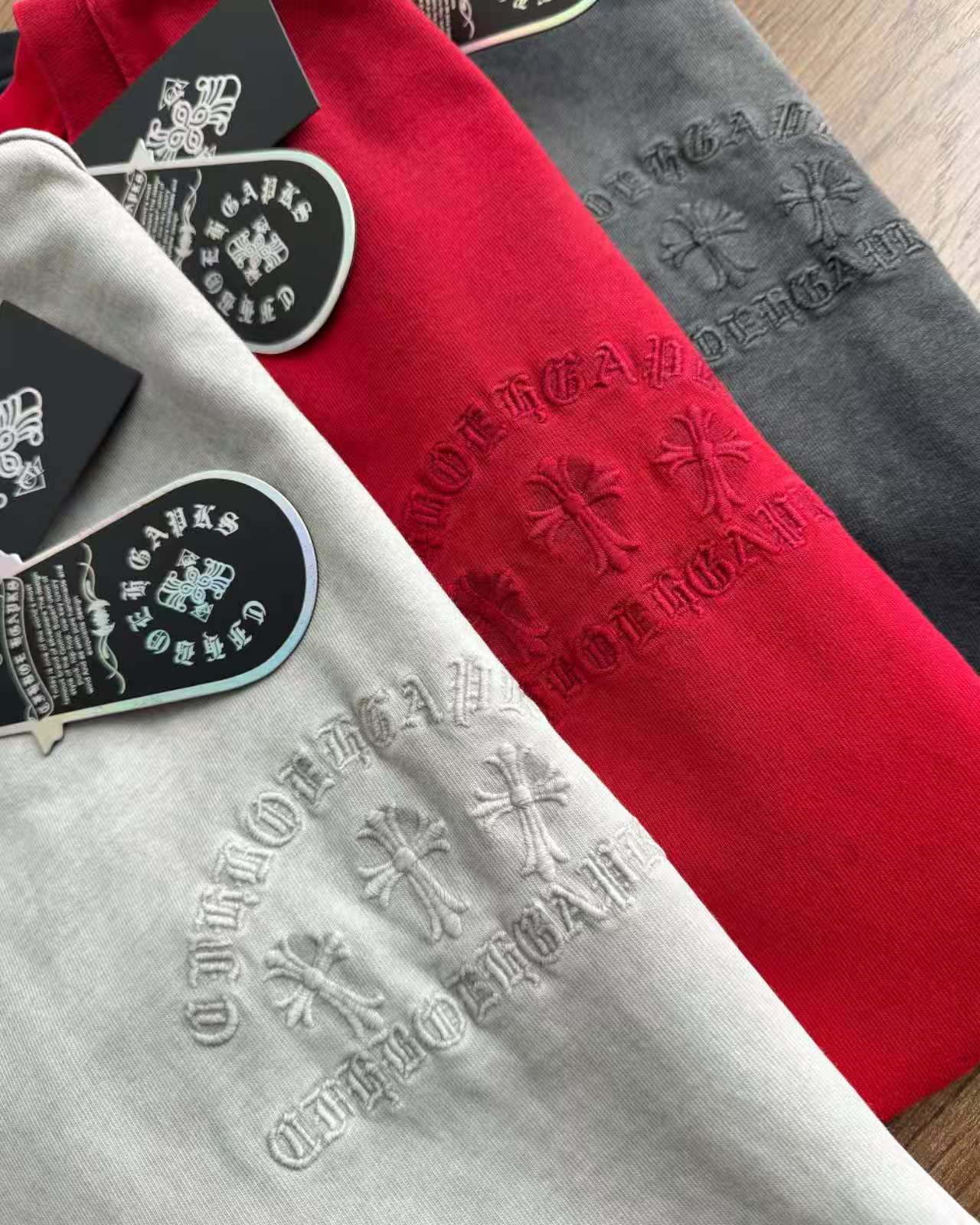 Chrome Hearts Washed Appliqué Burnout Couple Short Sleeve T-Shirt