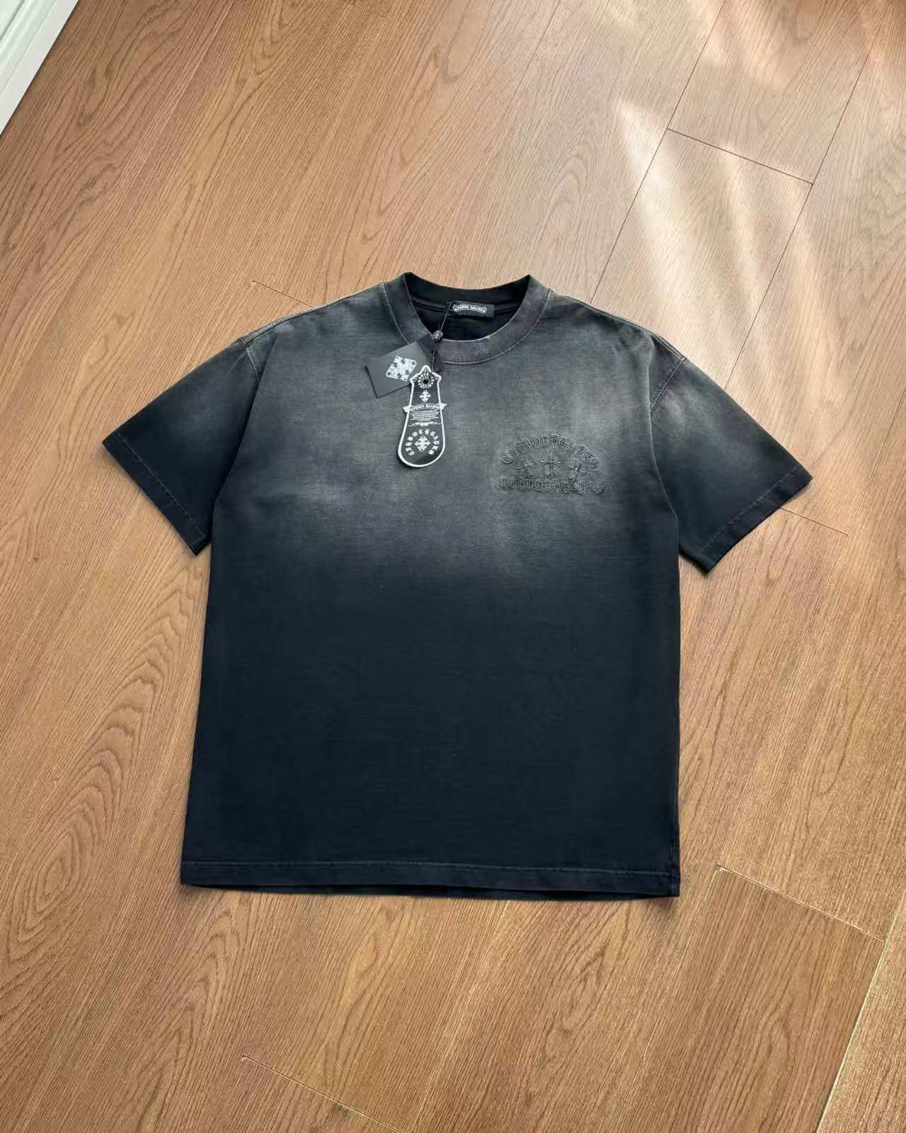 Chrome Hearts Washed Appliqué Burnout Couple Short Sleeve T-Shirt