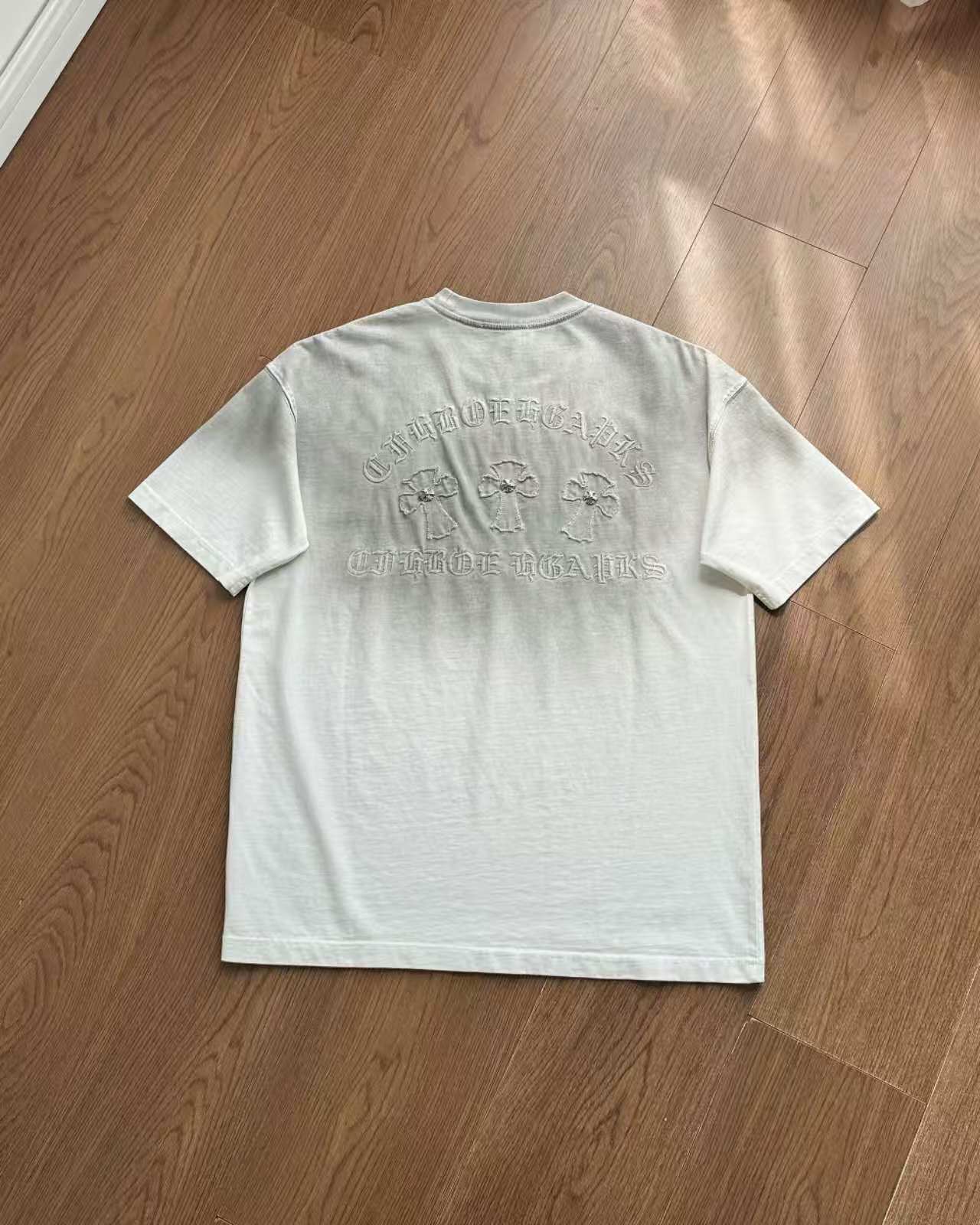 Chrome Hearts Washed Appliqué Burnout Couple Short Sleeve T-Shirt
