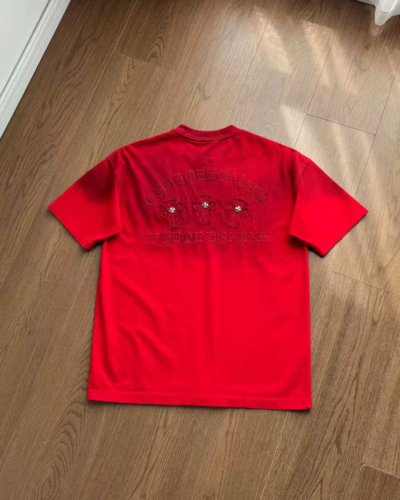 Chrome Hearts Washed Appliqué Burnout Couple Short Sleeve T-Shirt