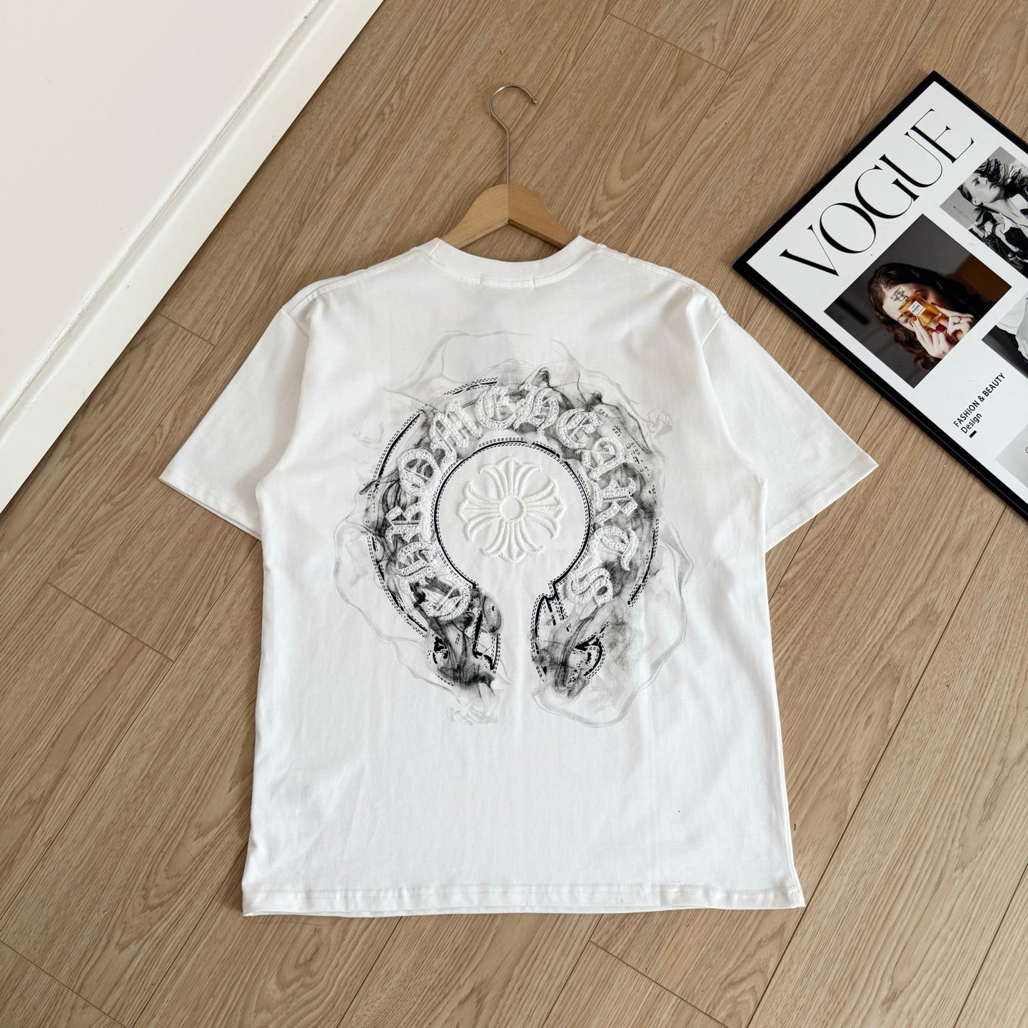Chrome Hearts Horseshoe Cross Sanskrit Short Sleeve T-Shirt
